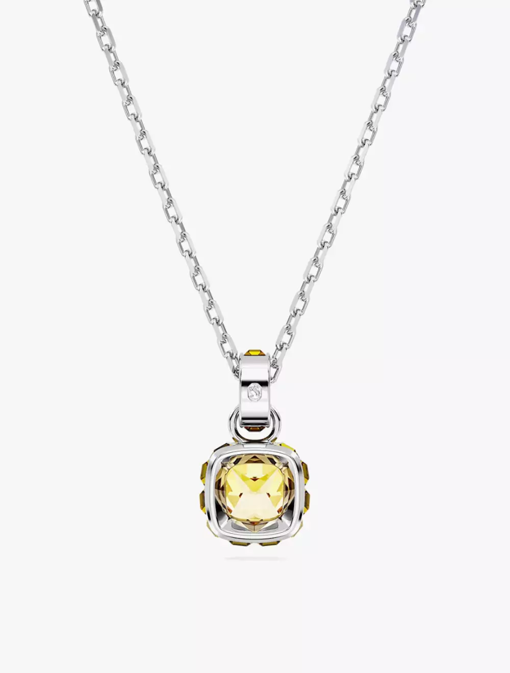 Birthstone Pendant, Square Cut, November, Yellow, Rhodium Plated - Yellow