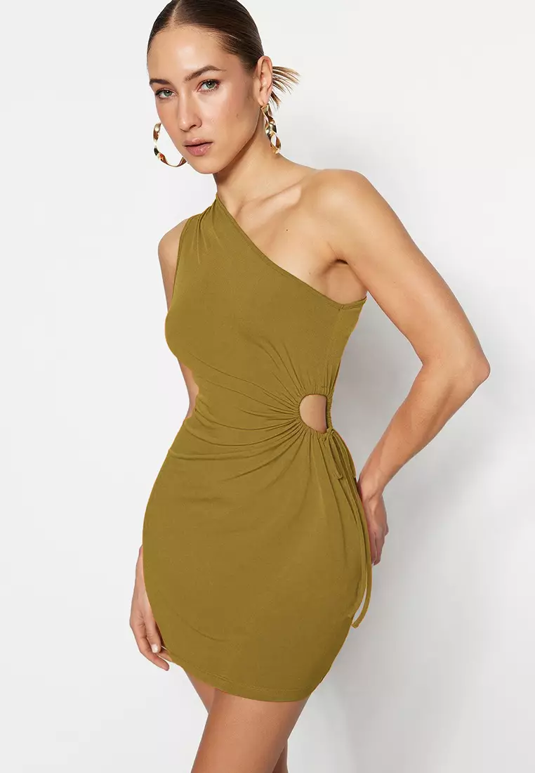 One Shoulder Ruched Mini Dress