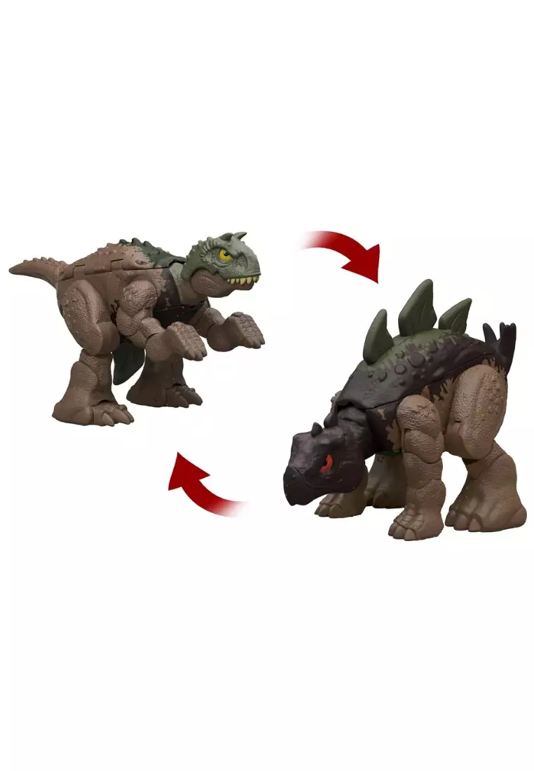 Mattel Jurassic World Fierce Changers 2-In-1 Dinosaur Action Figure, Double Danger Toy Transforms From Stegosaurus To Carnotaurus In 11 Steps