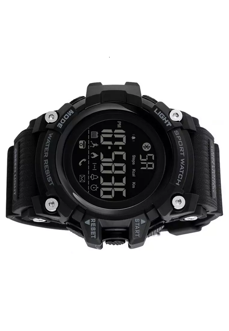 Jam Tangan Sporty Smartwatch Bluetooth Waterproof 50m Strap Tali Material PU WR09 ORIGINAL