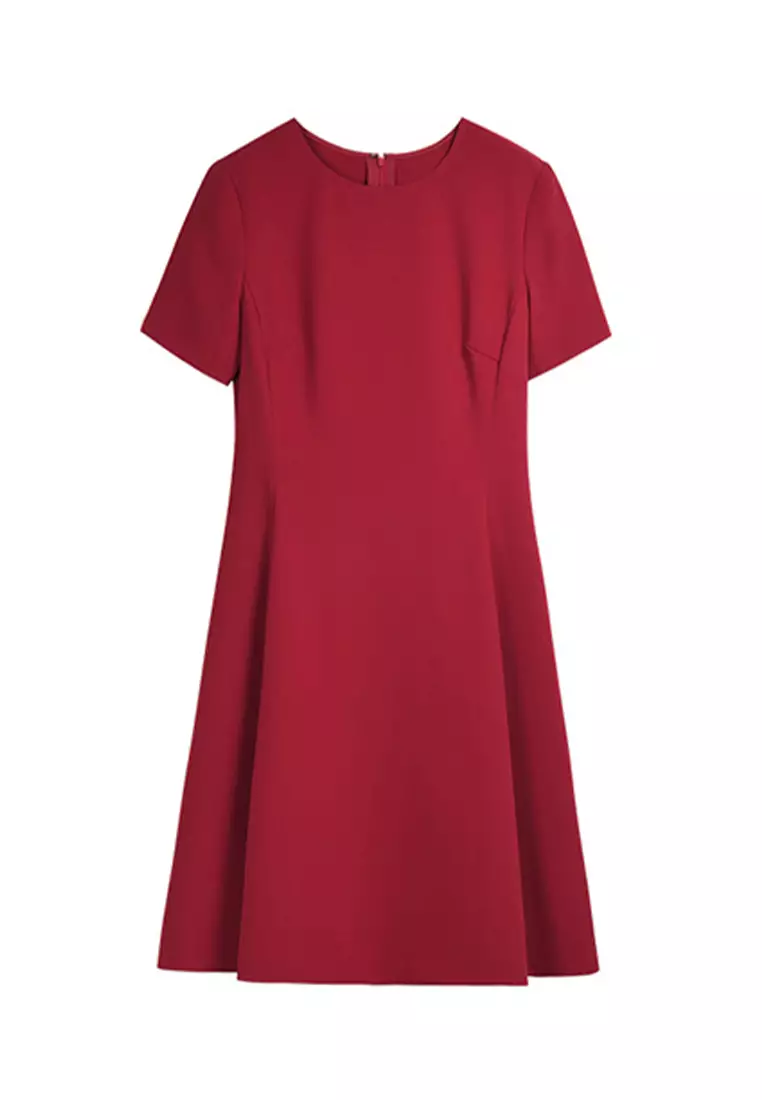 Simple and Elegant Solid Color Short Sleeve Dress CA101934RD