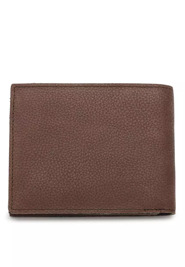 Men's RFID Genuine Leather Bi Fold Center Flap Short Wallet With Coin Compartment