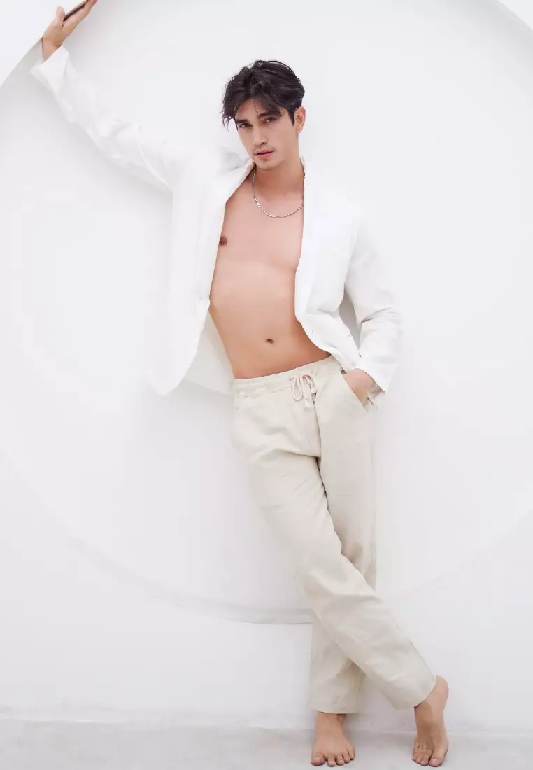 Salt Blazer Linen Pria Putih - Linen Blazer Men White