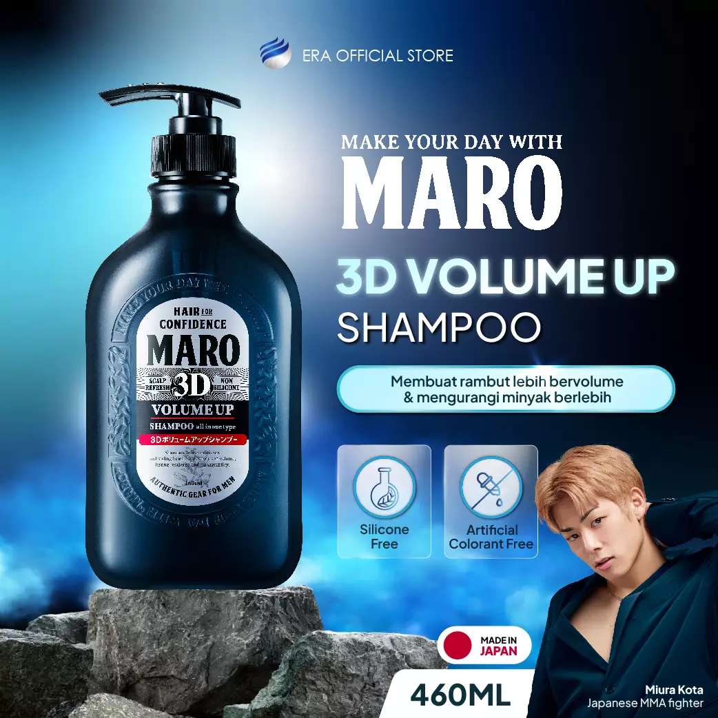 MARO 3D Volume Up Shampoo EX 460ml - Shampoo Pria Untuk Rambut Berminyak dan Memberikan Volume Rambut