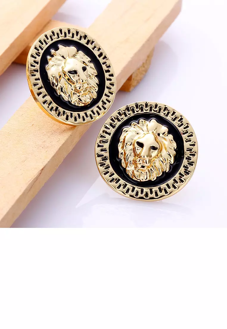 Buy Glamorousky Fashion Simple Plated Gold Lion Geometric Round