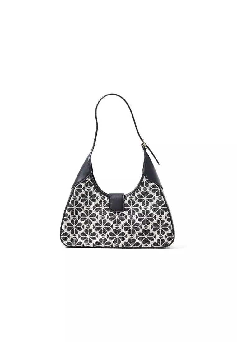 Tas KATE SPADE JACQUARD FLORAL NOUVEAU BLACK FLAP HOBO BAG 100% ORIGINAL