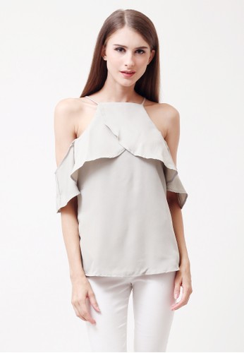 Ownfitters Cut Out Shoulder Tops - Grey