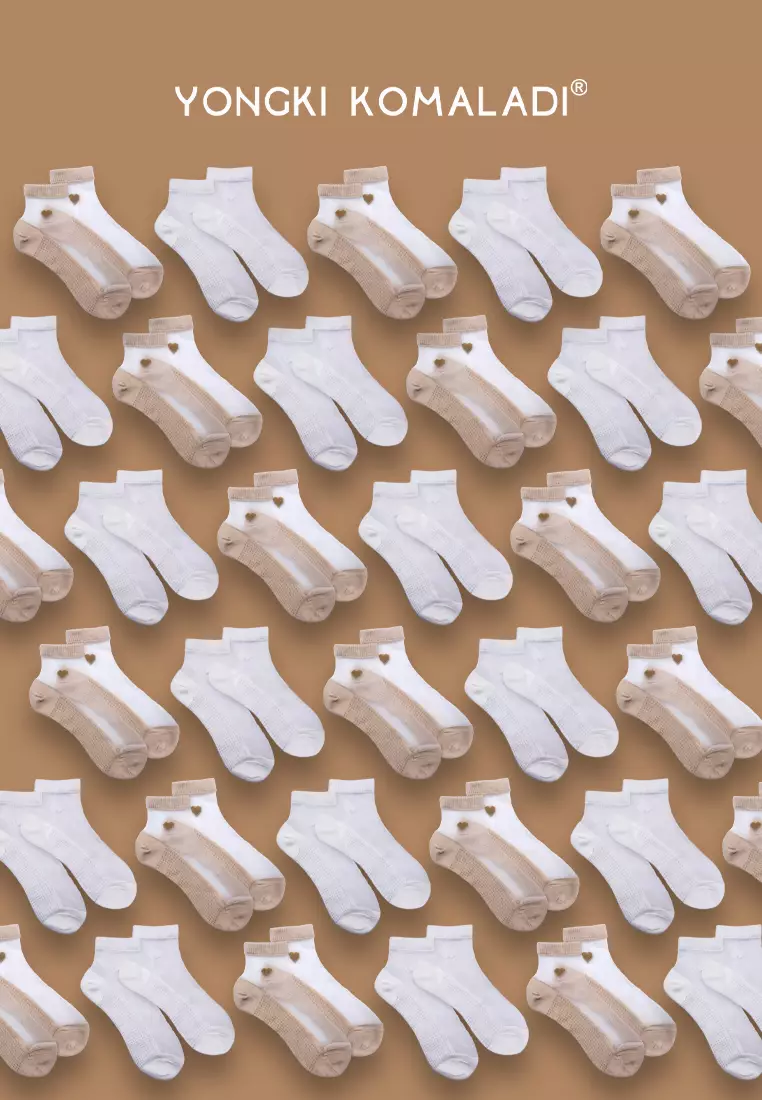 YONGKI KOMALADI KAOS KAKI BASIC MOTIF LOVE KOREAN STYLE SOCK01 NUDE