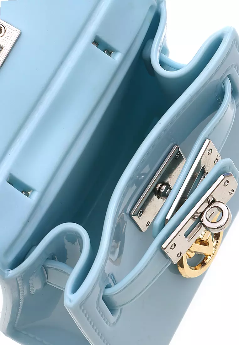 Tas Mini Tali Rantai Slingbags Jelly Design Elegant Wanita - Light Blue