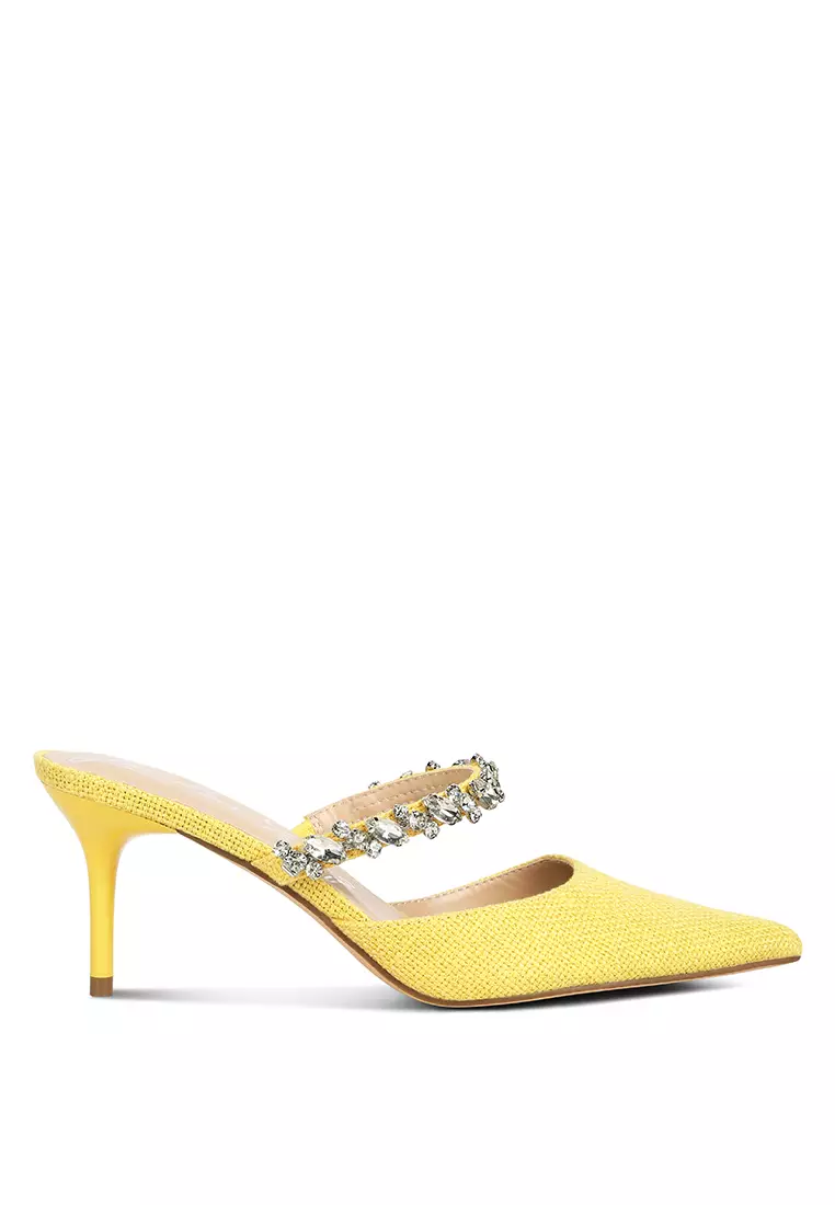 Yellow shoes kitten heel on sale
