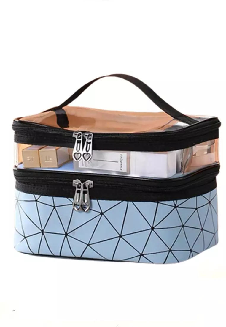 Elmar Tas Kosmetik Make Up Travel Wanita Organizer Bag Material Nylon Vinil ORIGINAL - Blue