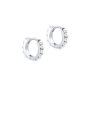 Glamorousky white 925 Sterling Silver Simple Elegant Geometric Circle Imitation Pearl Earrings 89A48AC2DA3255GS_1