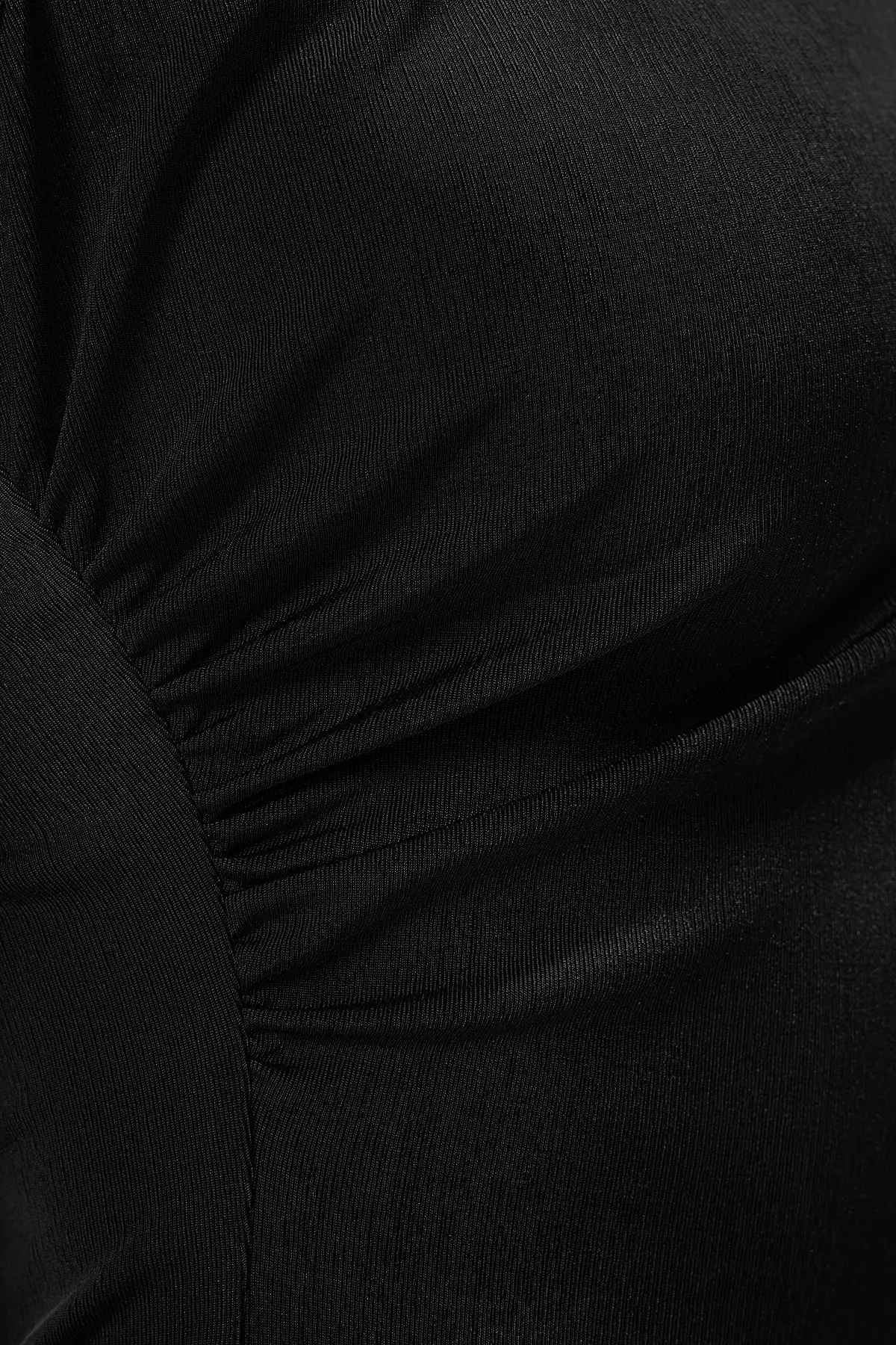 Black Zero Sleeve Gathered Detail Crew Neck Knitted Bodysuit with Snaps at the Bottom TWOSS25BD00021