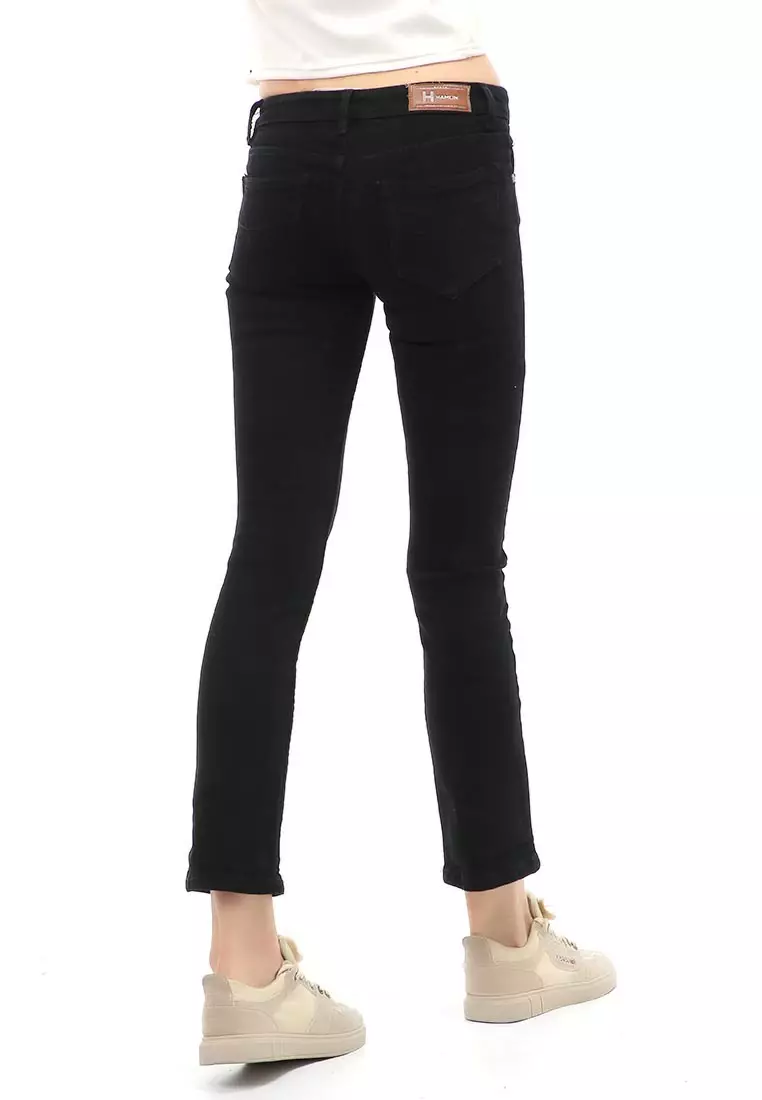 Jourel Long Pants Celana Panjang Jeans Cutbray Wanita Material Denim ORIGINAL - Black