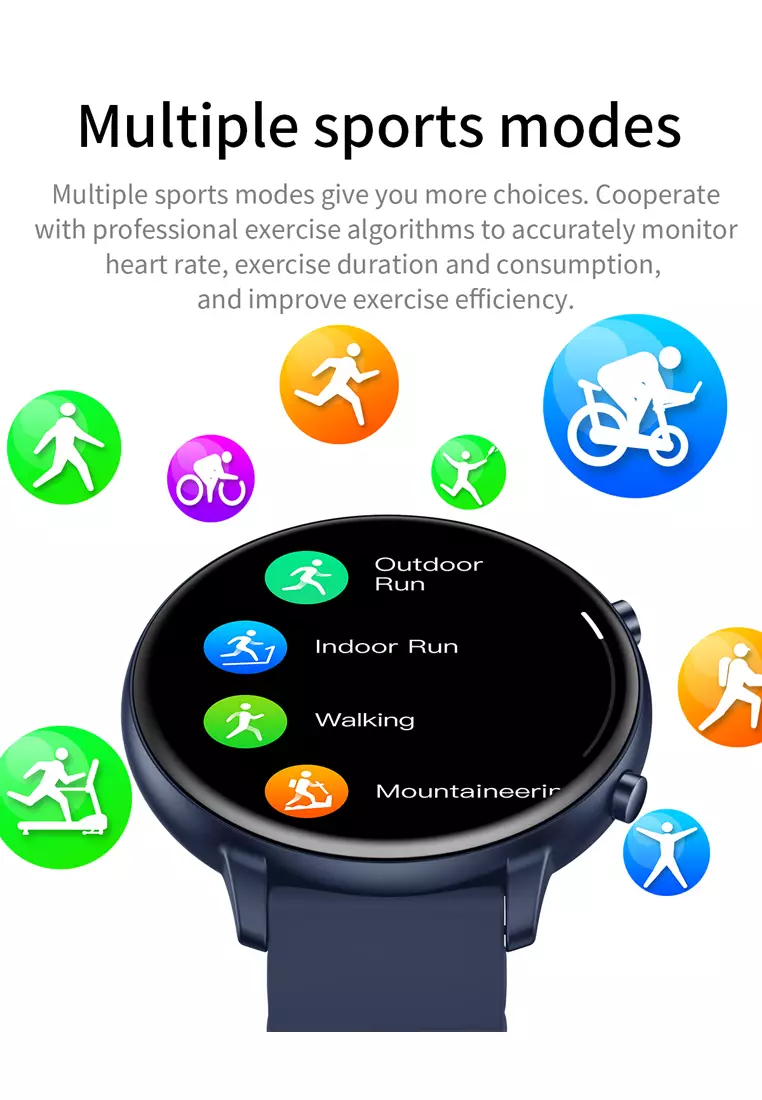 SmartWatch G28 Bluetooth Call Jam Pintar 24H Temperature Monitoring Sport Fitness Touch Screen blue dengan tali jam gratis