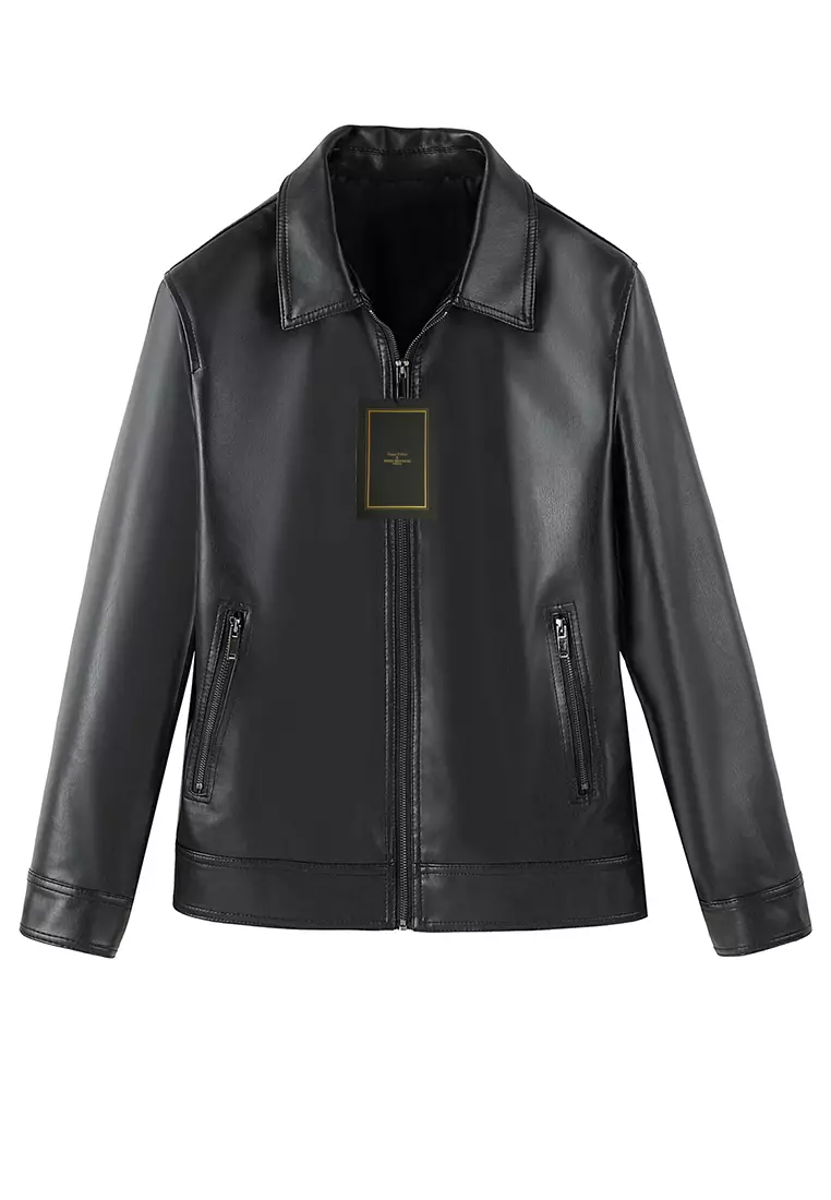 Men's Faux Leather Aviator Jacket MJ6806