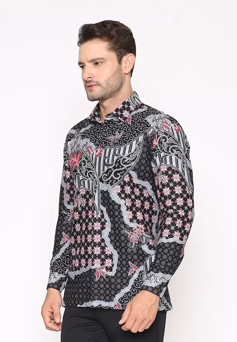 MAGINOT DAYA GREY Batik Slim Fit Lengan Panjang