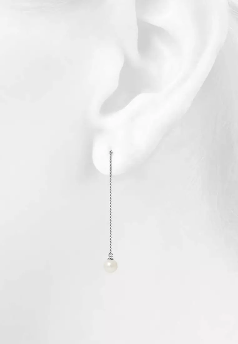 Katarina Pearl Drop Earrings Embellished with SWAROVSKI® Crystal Pearls-White Gold/Pearl