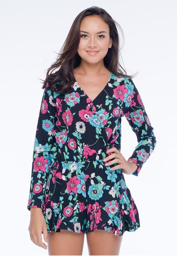 Long Sleeved Floral Playsuit