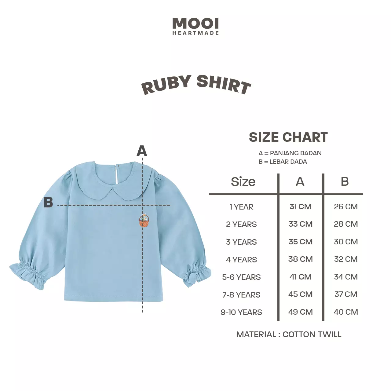 Mooi Atasan Anak Perempuan Ruby Shirt - White