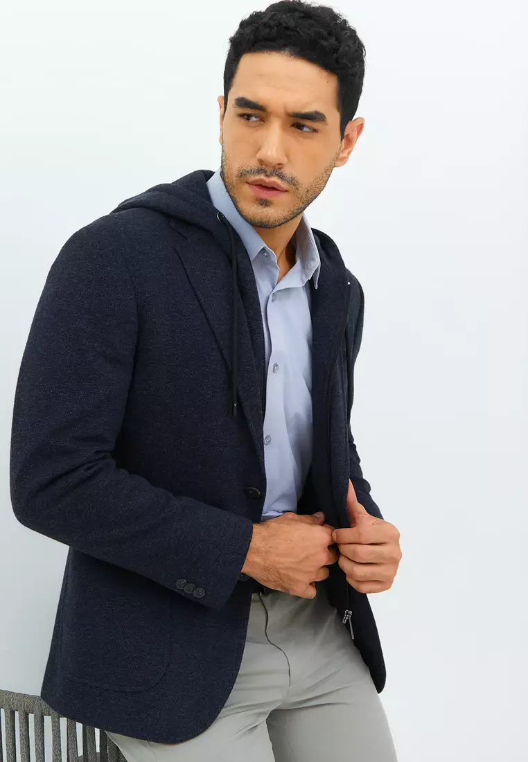 Jobb Darden-T2 Hybird Blazer Pria Slim Fit Navy Warna NAVY