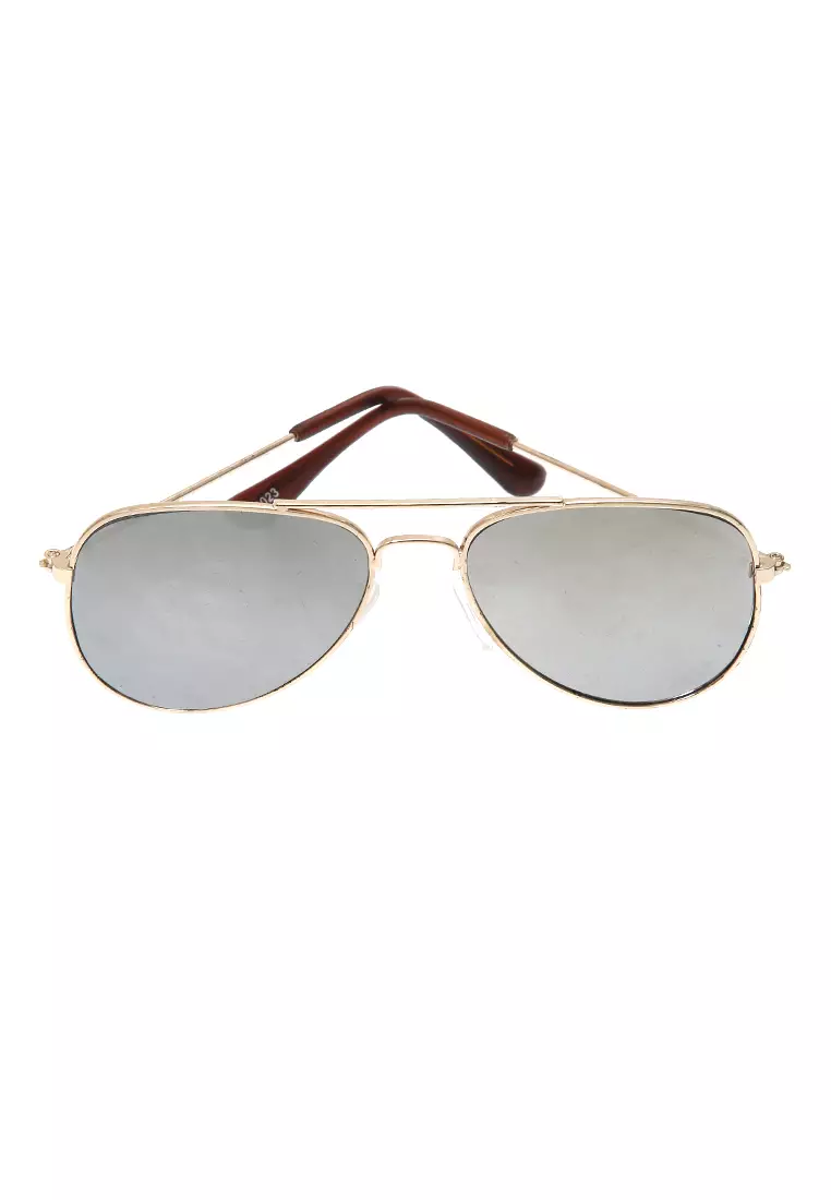 Ulrico Kacamata Anak Unisex Sunglasses Kids Aviator Mirror Lens Material Alloy ORIGINAL - Silver