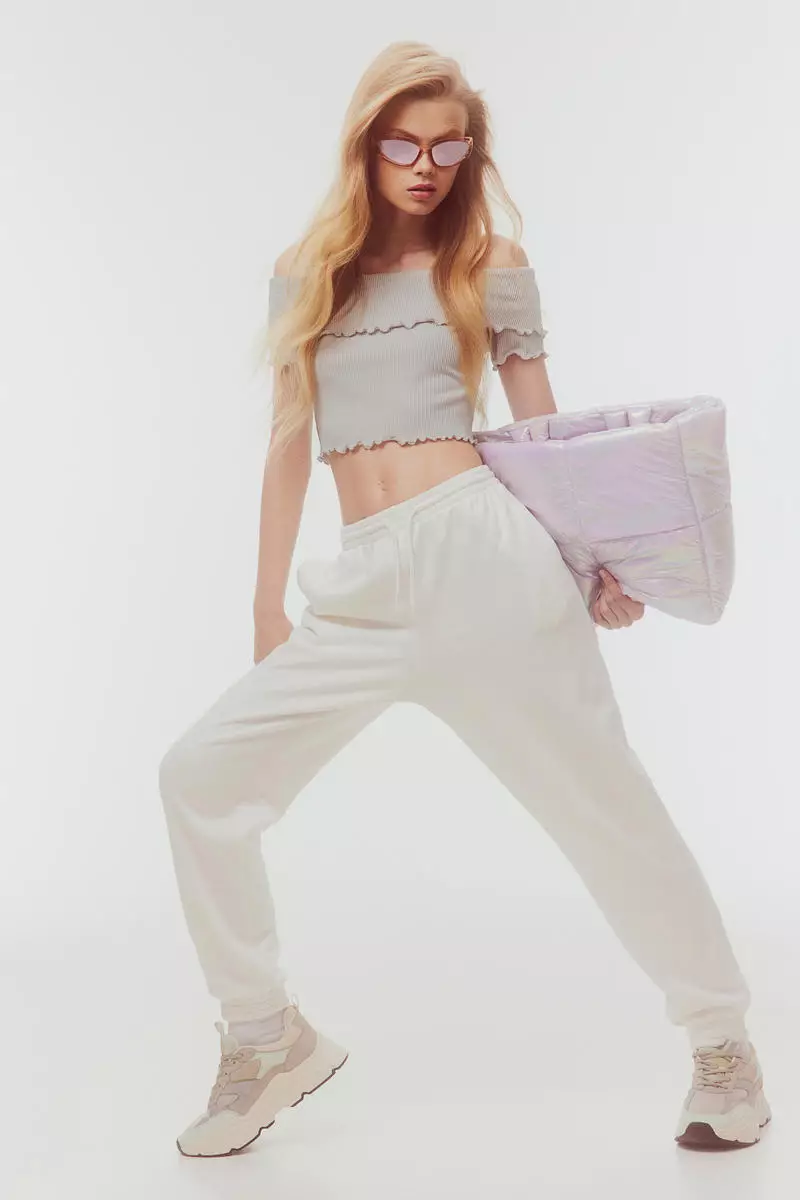 Ribbed off-the-shoulder top