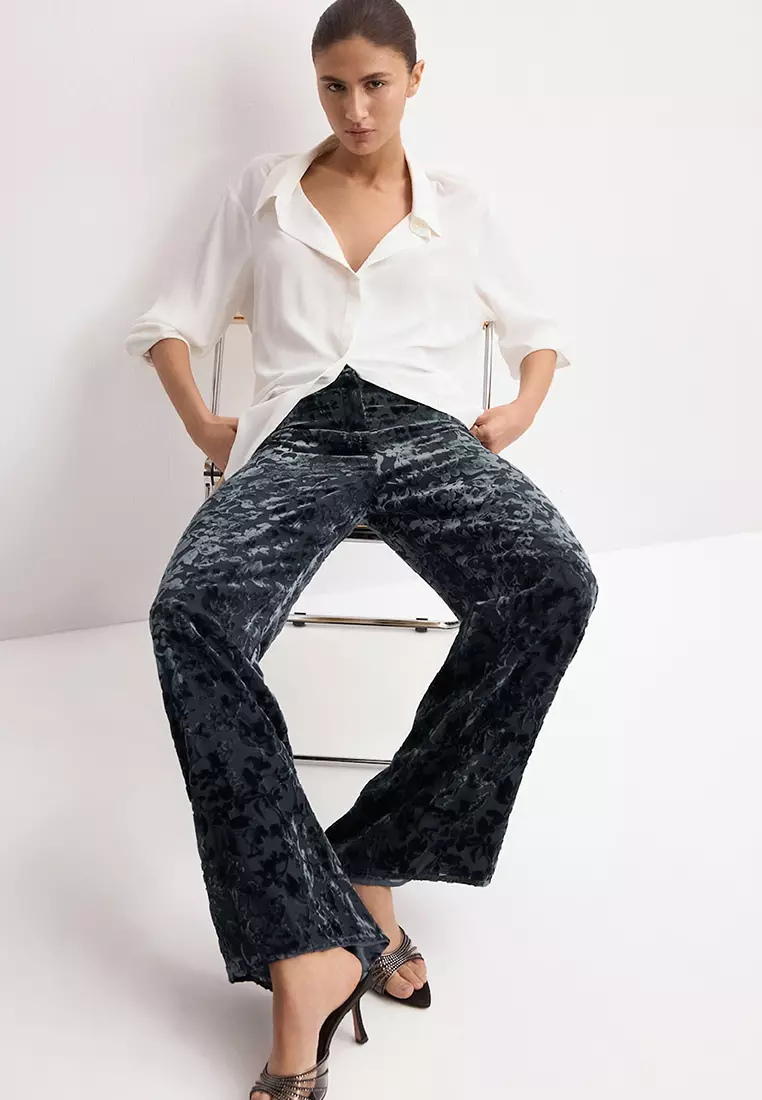 Straight Devoré Trousers
