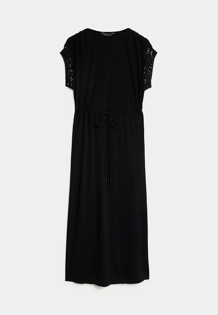 Sequin Embellished Midi Waisted Dress