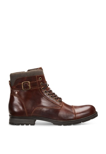 Jack & Jones brown Albany Leather Brown Stone Boots 780ACSH181AF35GS_1