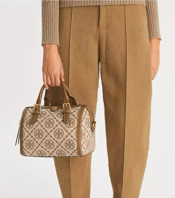 Tory Burch T Monogram Barrel Bag Hazelnut