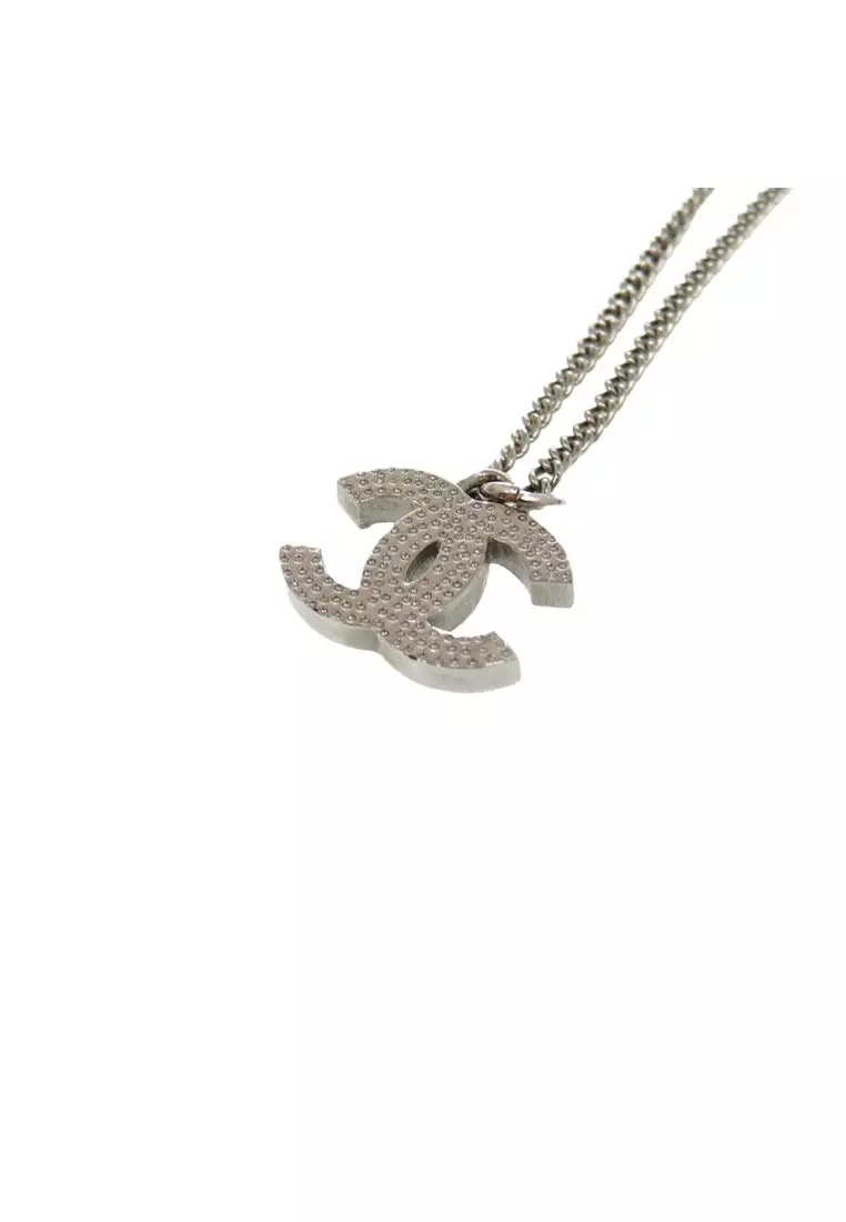Pre-Loved Chanel Cc Brass And Strass Pendant Necklace