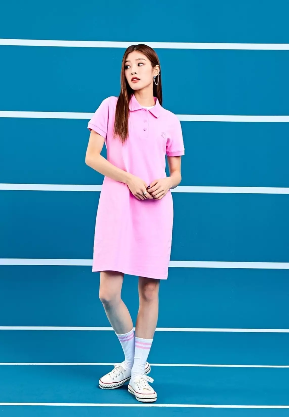 MLB korea■新作*W'S BASIC OPEN-COLLAR SLIM-FIT PIQUE DRESS MLB Varsity Lettering Pique Dress NY Yankees Ivory | Basic
