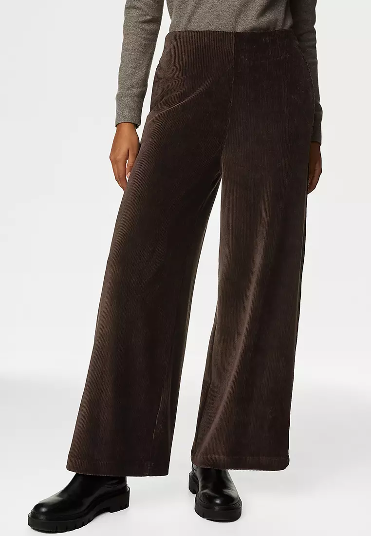 Cord Wide Leg Ankle Grazer Trousers