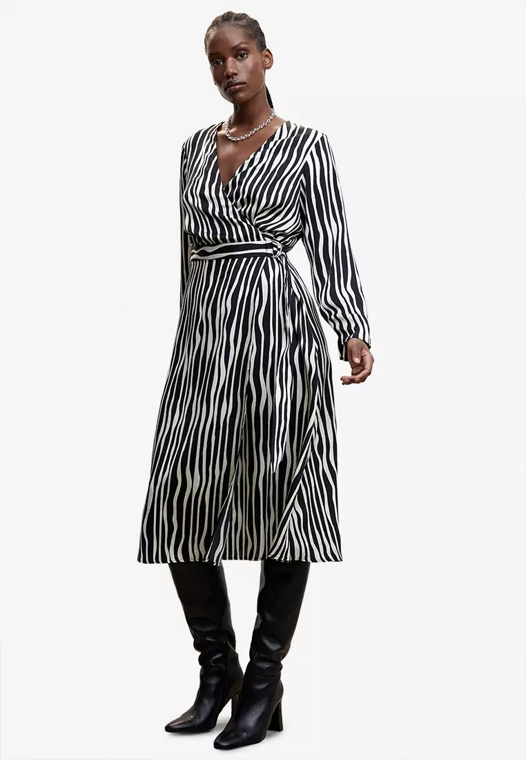 Mango striped midi dress shop