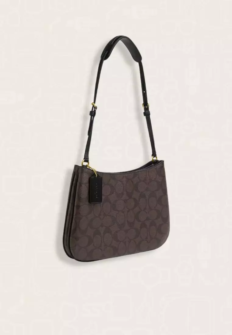 Coach Penelope Shoulder Bag In Signature Canvas Brown Black