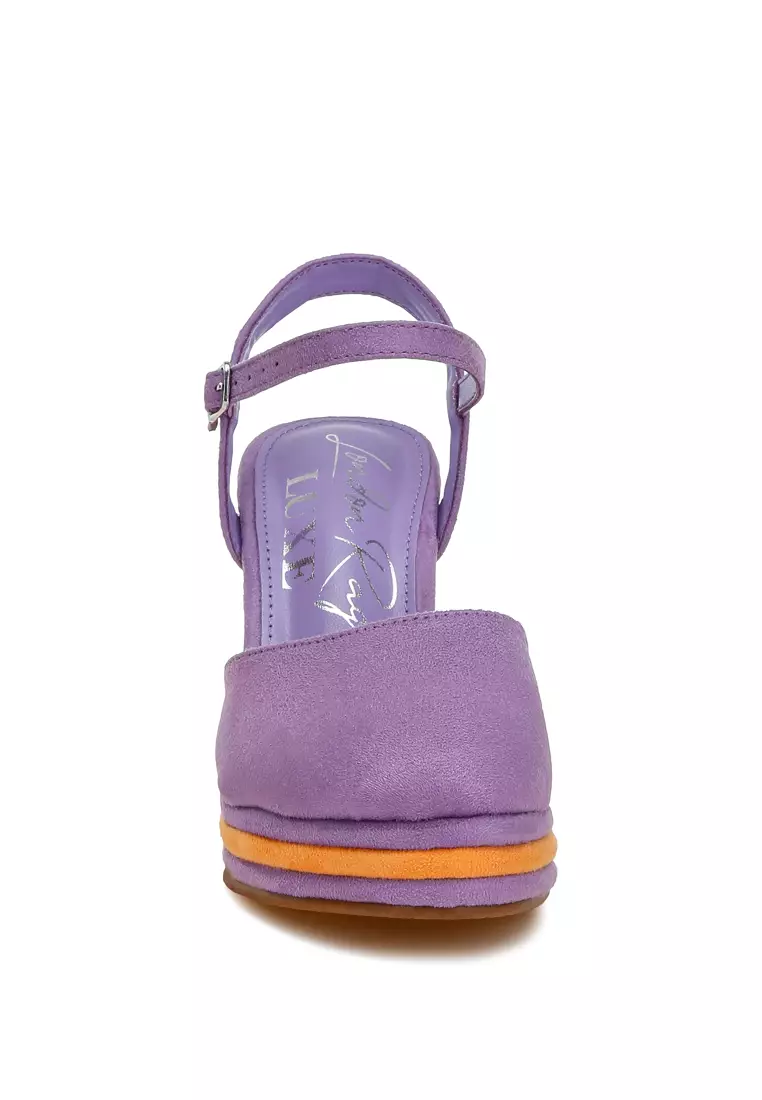 Dual Tone Wedge Sandals in Purple