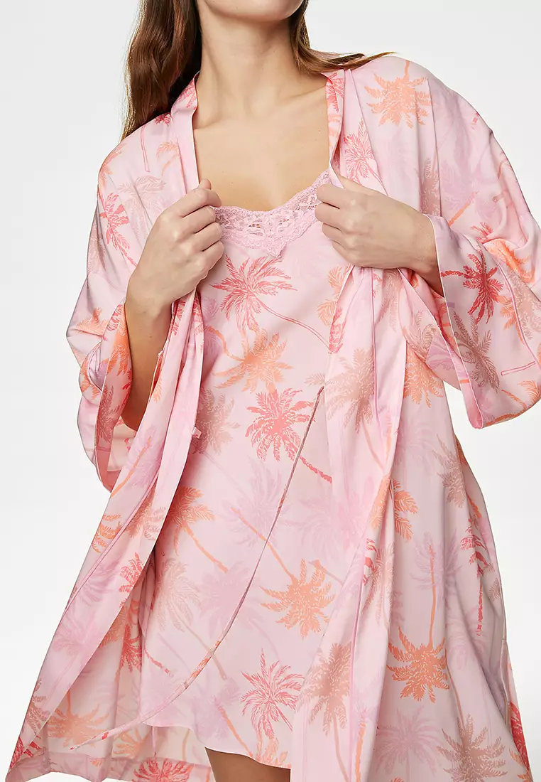 Dream Satin Printed Kimono Wrap