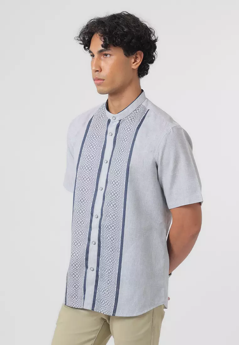 Kemeja Koko Pria Lengan Pendek Baju Muslim Pria AFFAN GREY