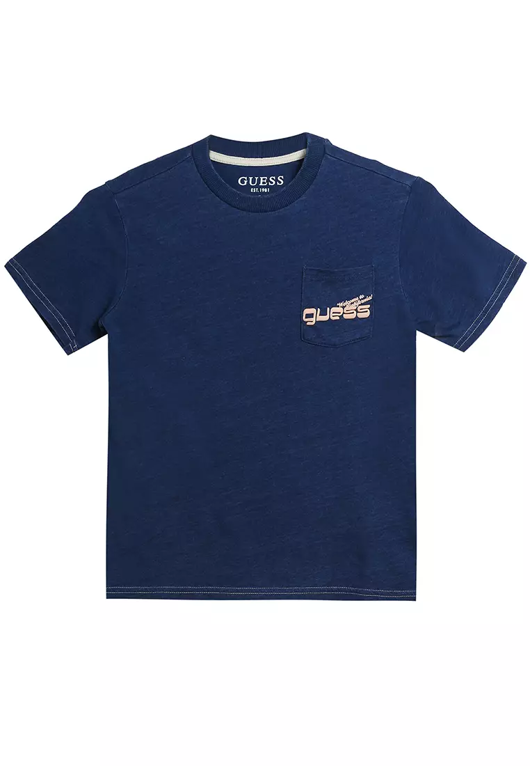 Buy GUESS T-shirt with Pocket and Contrasting Logo 2024 Online | ZALORA ...