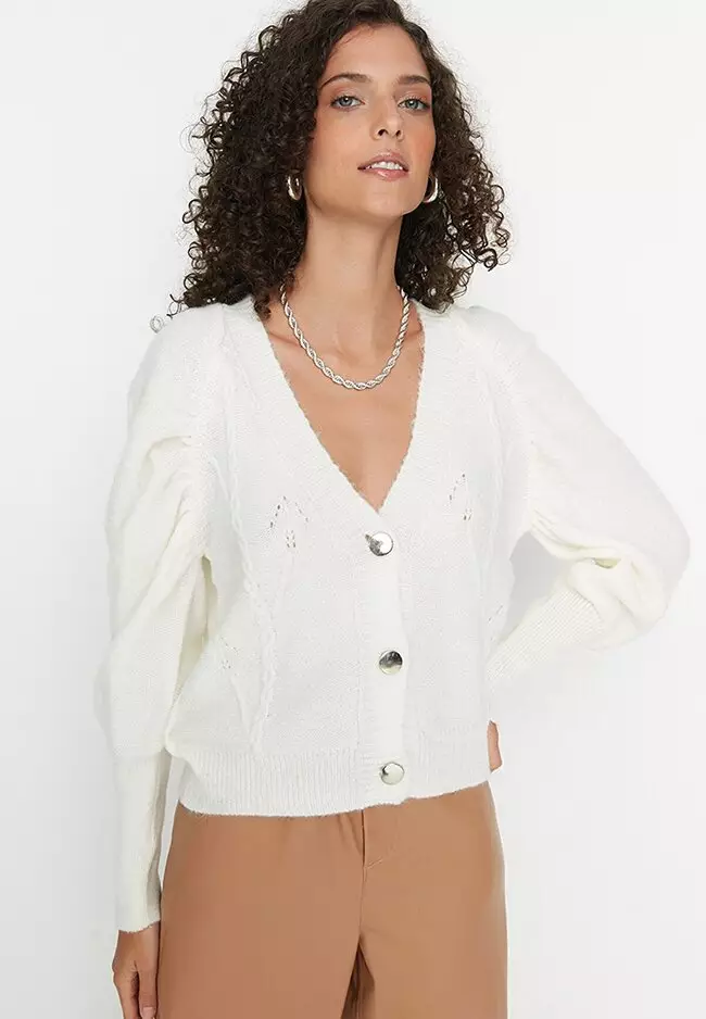 Buy Trendyol Puff Sleeve Cardigan 2024 Online ZALORA Singapore