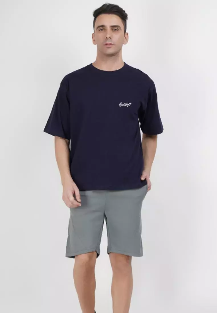 Oversized Grim Reaper Navy Blue  Cotton Short Sleeve Essential T-Shirt