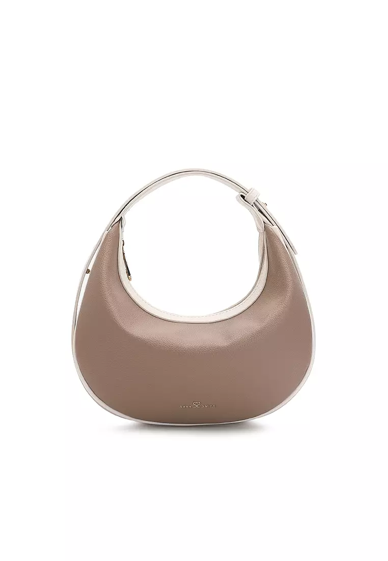 Women's Shoulder Bag / Sling Bag / Crossbody Bag - Taupe / White