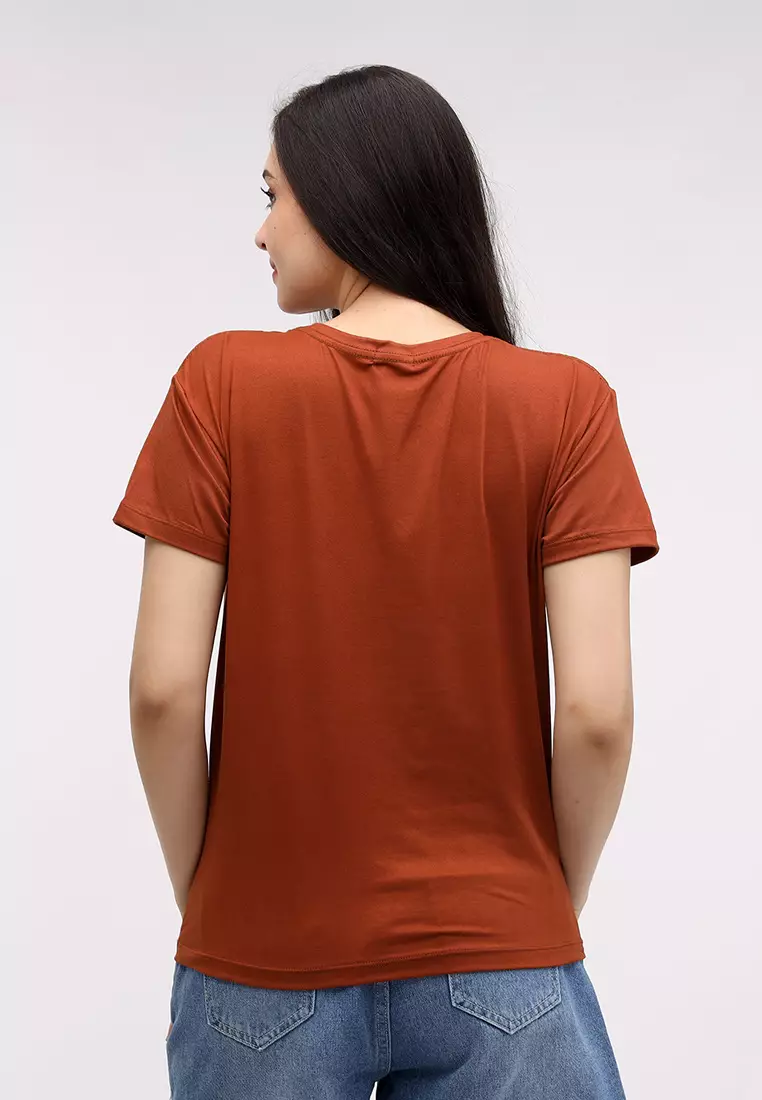 Buy Crissa Cotton Spandex Plain Knits Short Sleeves T-Shirt 2024 Online