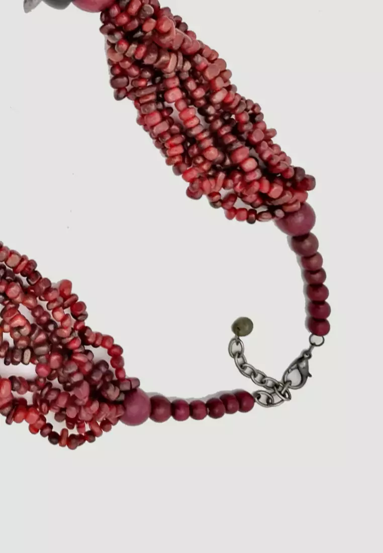 Serena Multilayer Chips Necklace Kalung Wanita Red