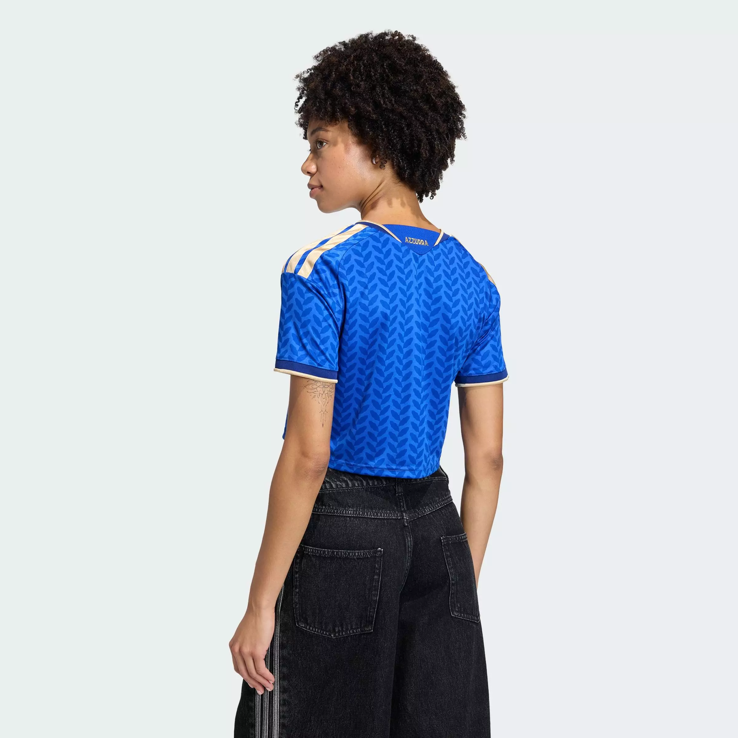 Football Italy 26 Home Cropped Jersey Women Blue KE8081