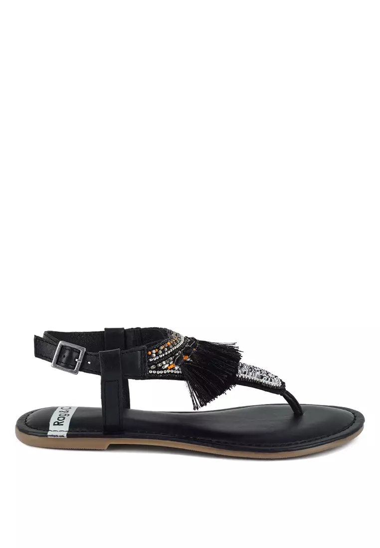 Discount on Rag & CO.  shoes - SKU: Genuine Leather Tassel Sandals in White