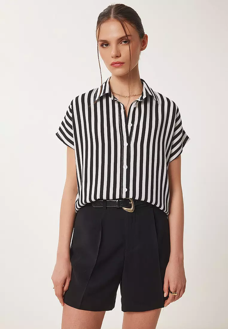 Striped Short Sleeve Viscose Shirt