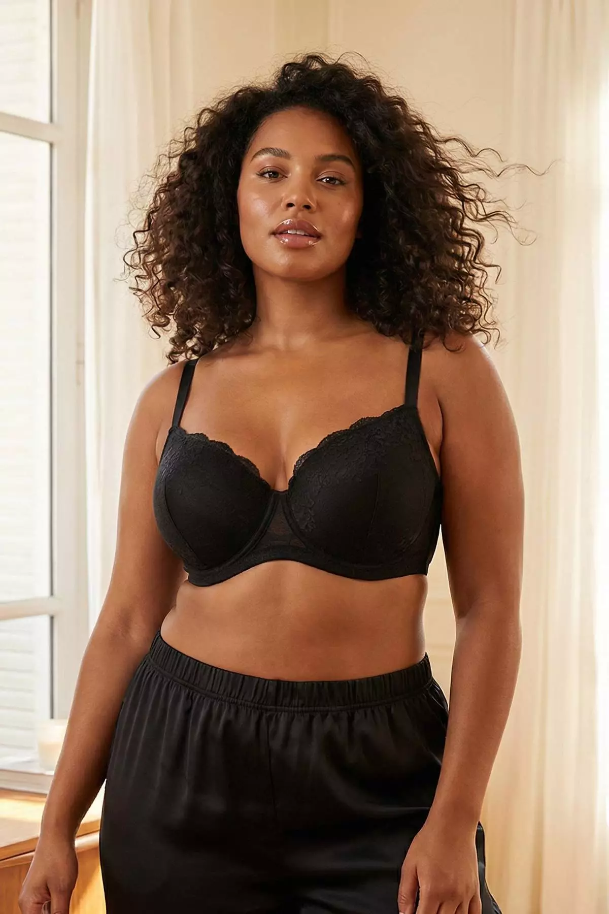 Black Lace Pack Large Size Bra With Fixed Foam Pads Tbbss26Cw00005