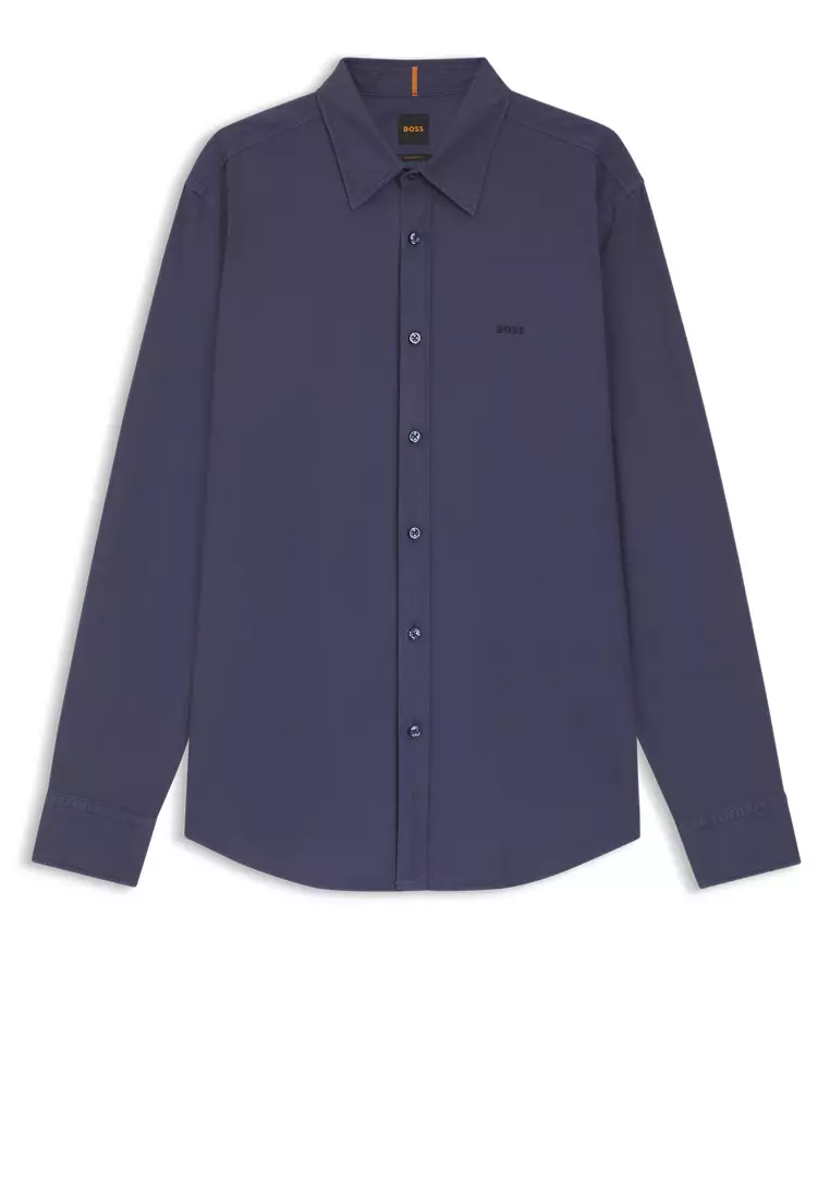 Cotton Poplin Regular Fit Shirt - BOSS Orange